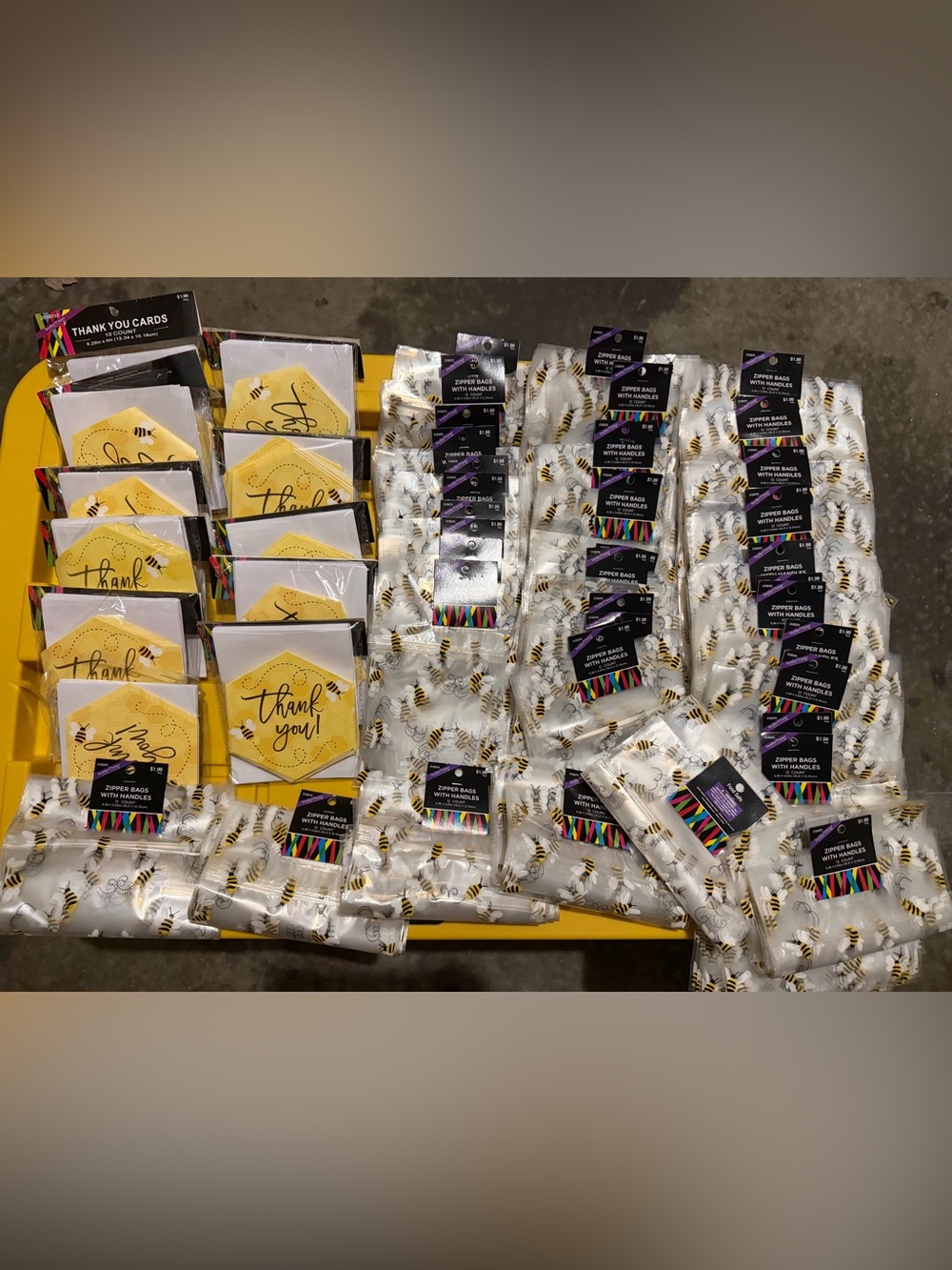 Bee themed Thank You Cards & Zipper Bags with handles